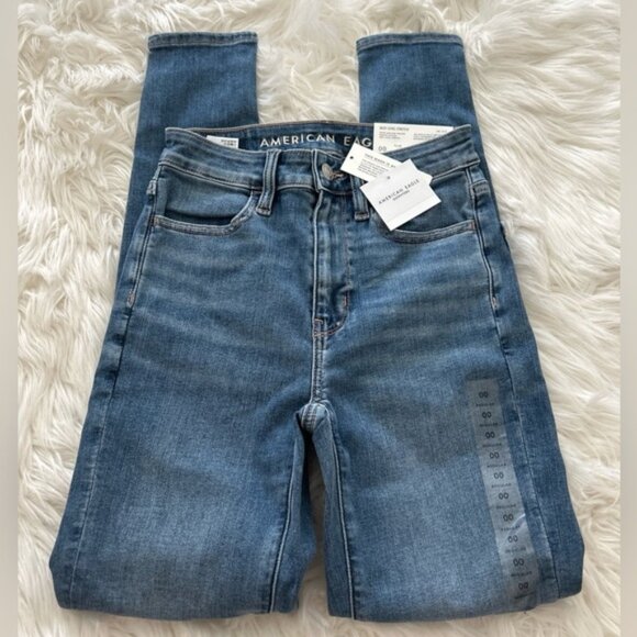 NWT Skinny American Eagle Outfitters High Rise Blue Jeans 00 - Picture 1 of 3